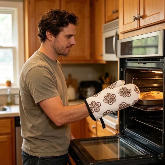 2Pcs Heat Resistant Oven Mitts Insulated Gloves Thick Baking Gloves with Anti-Scalding Layer Non-Slip Non-deforming Kitchen Mitts for Baking Cooking