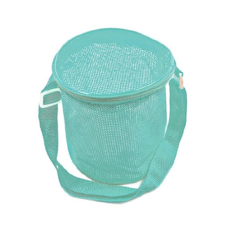 Reusable Kids Beach Play Shoulder Bag Zippered Mesh Storage Bag with Adjustable Strap For Seashells Hunting Sand Game