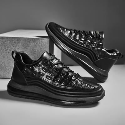 Newest Autumn Faux Cowhide Crocodile Print Sneakers Man Shoe Boots Men's Casual Shoes Luxury Fashion Tide Chic Slim Leather Shoes