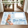 Crystal Velvet Square Rug Custom NameSabrina Carpenter Pattern Non Slip Home Floor Decor Rug