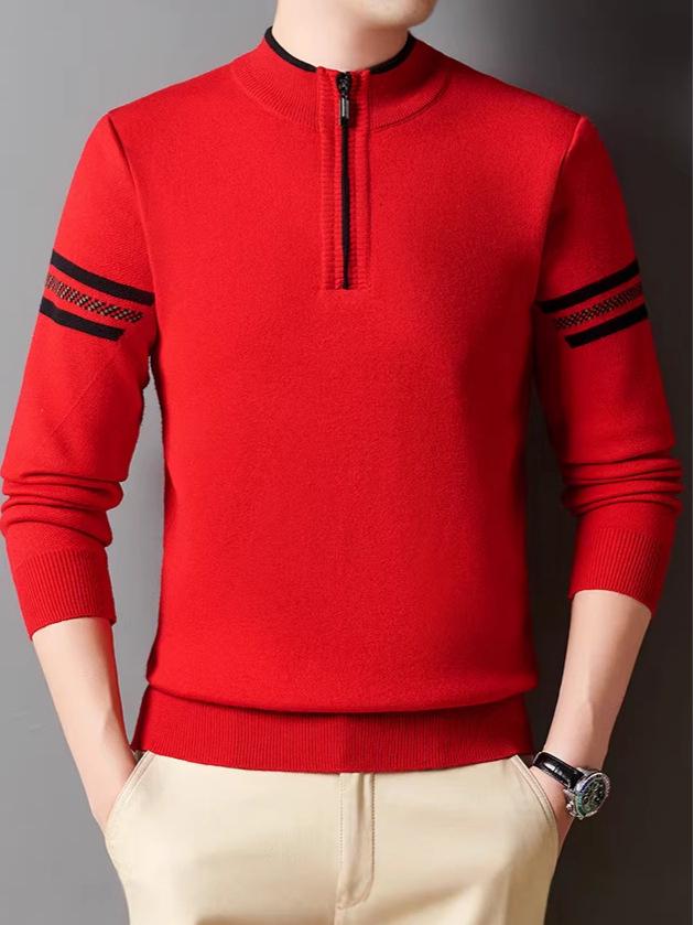 Men's Half-Zip Thick Knit Sweater – Stylish Autumn/Winter Casual Business Base Layer