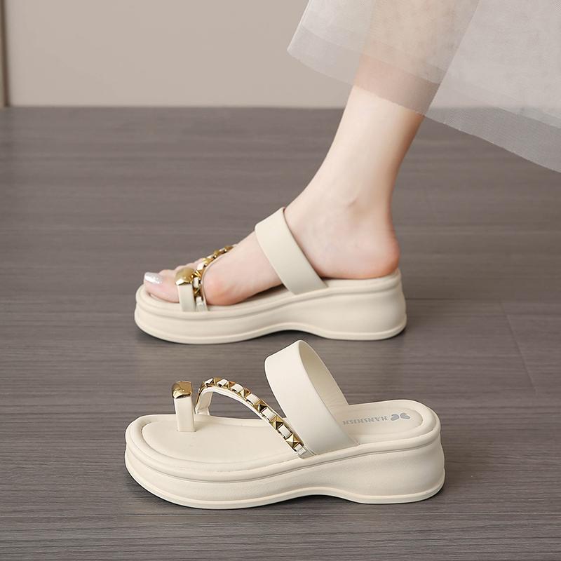 Fashion CRLAYDK Fashion Sandals for Women Slip On PU Leather Flip Flop Slides Ladies Casual Walking Summer Platform Beach Slippers