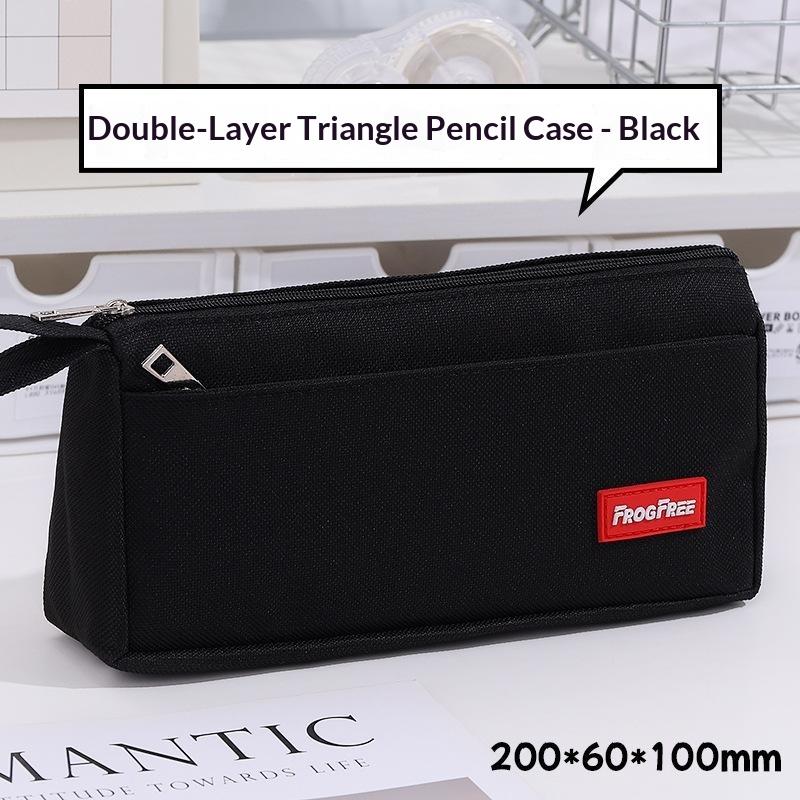 Durable Canvas Pencil Case With Large Storage Pocket Smooth Metal Zipper For School Student Stationery Storage