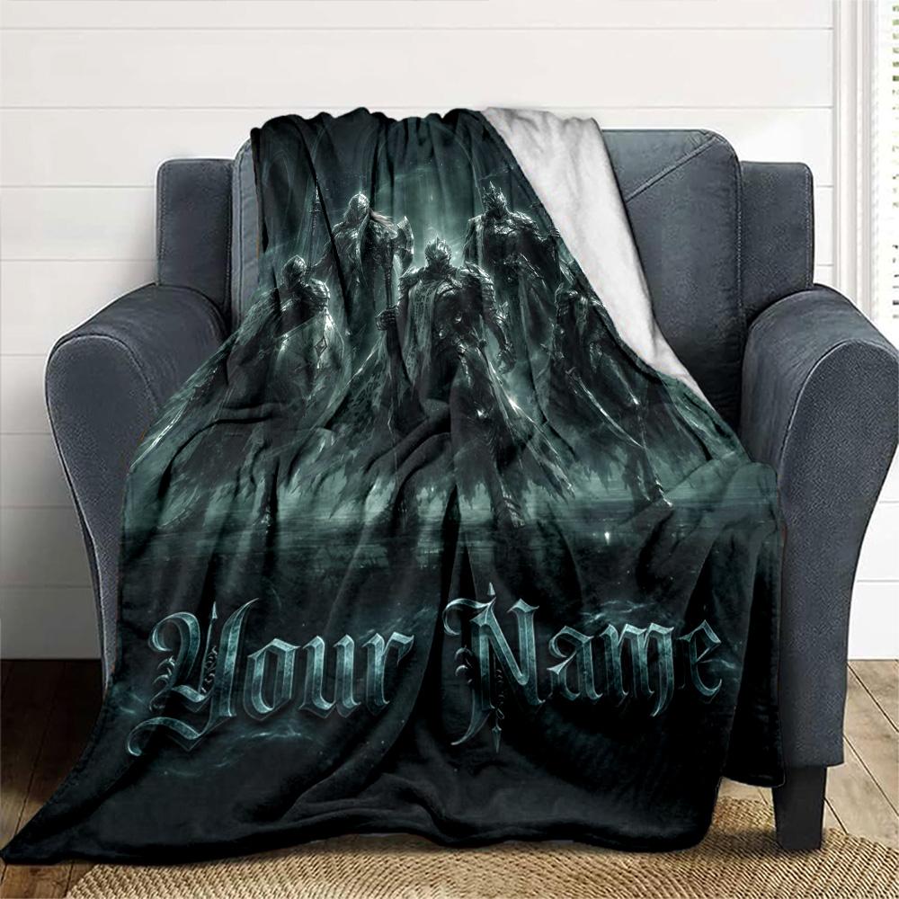 Name Custom Epic Knight Print Flannel Blanket High Quality Warm Comfortable Cover for All Seasons Perfect for Gifts Home Decor