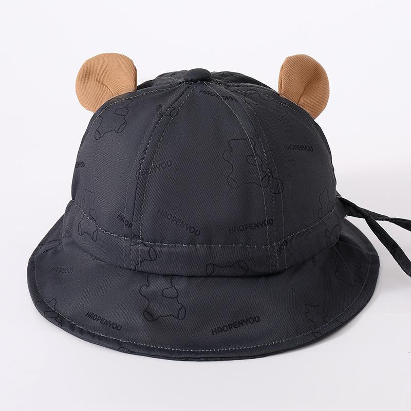 

Cute Ears Baby Basin Hat Cartoon Bear Kids Fisherman Hats 6-36Month Children Outdoor Sunshade Visors Cotton Toddler Bucket Cap 44-48cm fit 6-36M темно-синього кольору