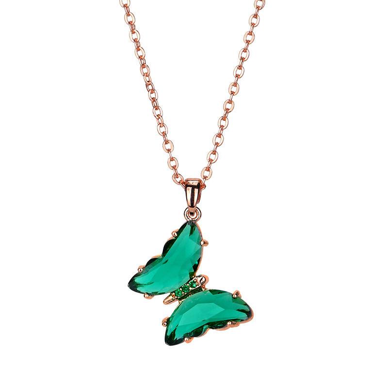 Steel Stylish Titanium Butterfly Crystal Chain Necklace For Women Perfect For Occasion Any