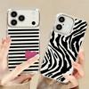 Fashion Striped Duck Heart Case For iPhone 18 Pro Max Plating Lens Clear Soft Cover For iPhone 17 16 15 14 13 Pro Max 17E 16E