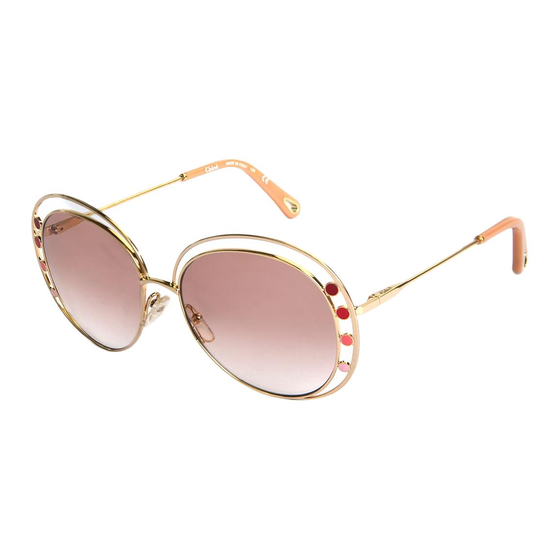 

Chloe Chic Casual Design Metal Irregular Shape Sunglasses Unisex sunglasses Gold CE169S-742 F,Gold