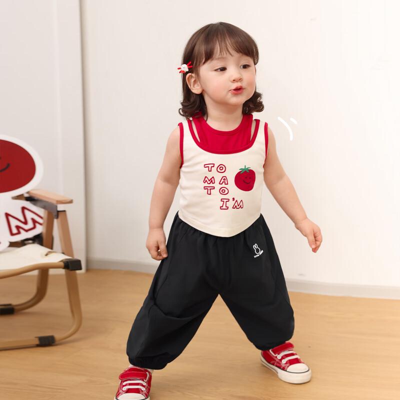 LUSON Baby Girl Faux Two-Piece Camisole Top