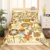 Retro Flowers King Queen Bedding Set Cartoon Vintage Floral Duvet Cover Boho Abstract Quilt Cover Soft Polyester Comforter Cover