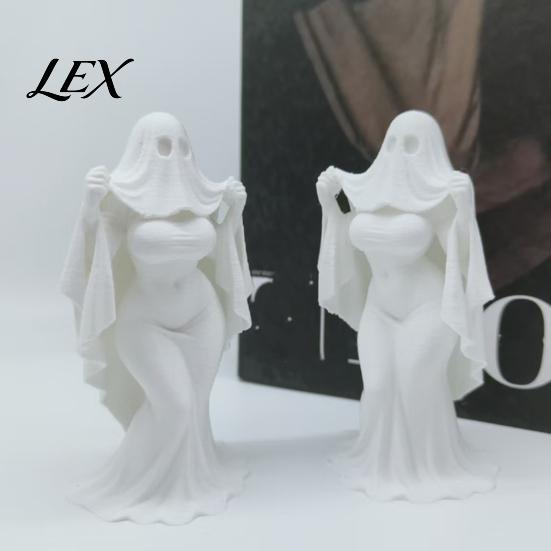 Moisture-proof Spooky Ornament 3D Printed Halloween Ghost Bride Statue Ornament, Female Figure Sculpture with Anti-fall Decor Stable Base, Decorative