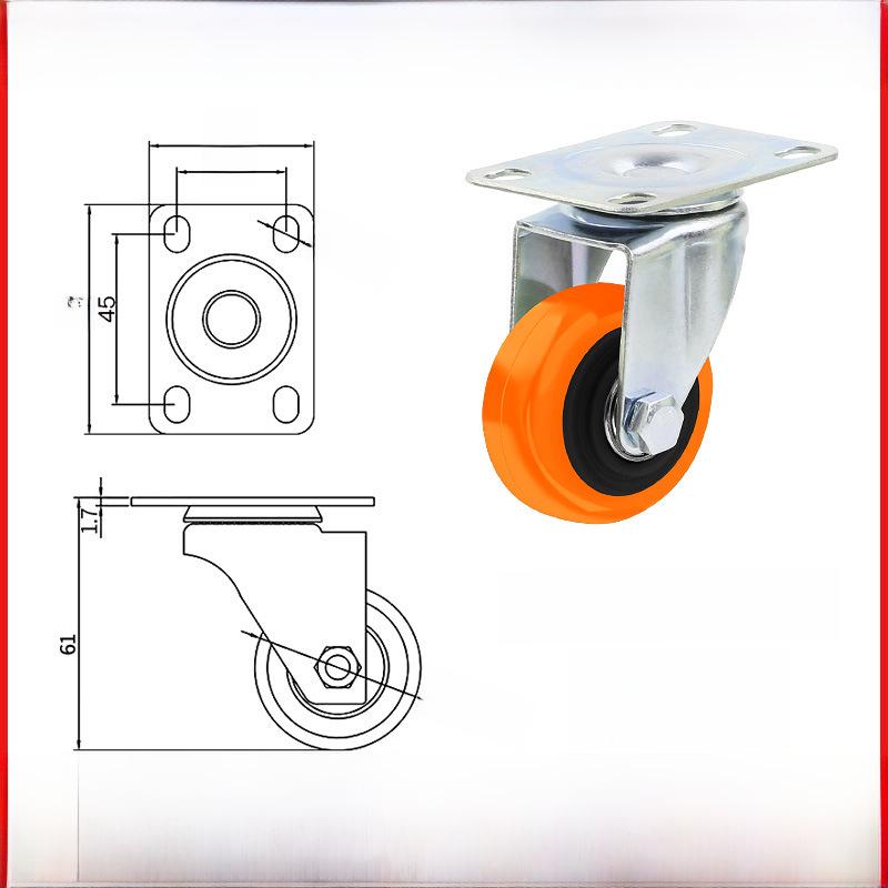 Kraftigt 3-5 tums universellt nylonhjul för vagn med broms