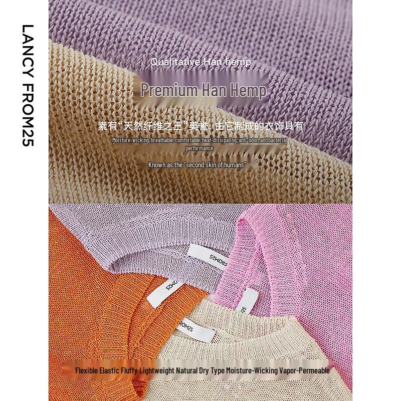 LANGZI Thin Short Sleeve V-Neck Knit Top