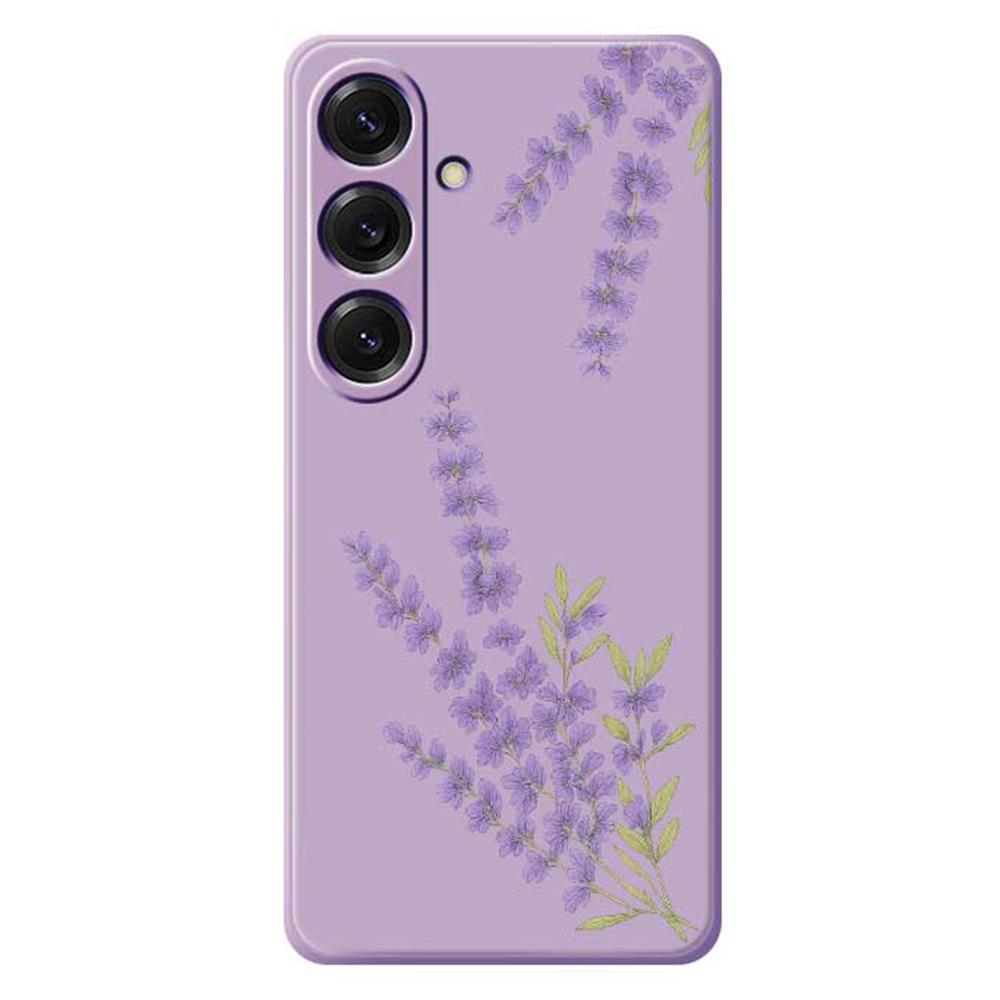 For Samsung Galaxy S25 Case Lavender Pattern Printing Straight Edge TPU Phone Back Cover