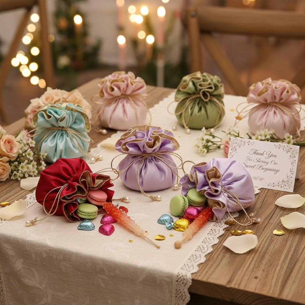 Portable Drawstring Bag Exquisite Gift Bag Grace Jewelry Gift Bag for Gift Wrapping
