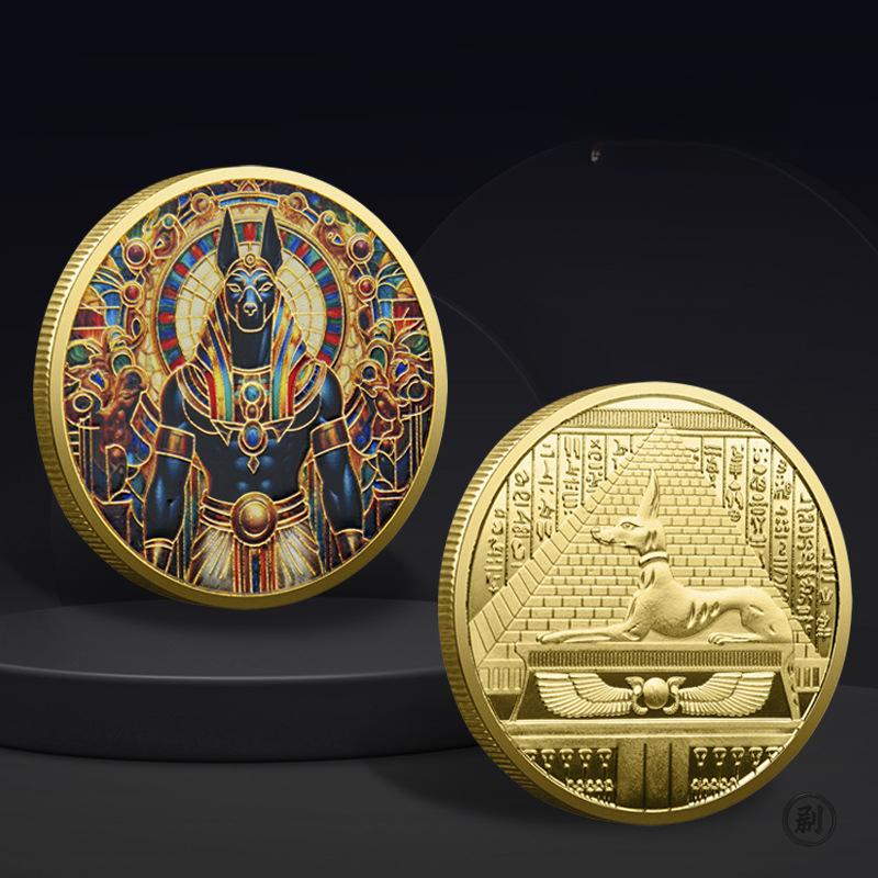 Moneta commemorativa souvenir del Dio Testa di Cane Anubi Custode della Morte Egizio Antico