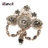 Fashion Boho Crown Brooch For Women Antique Gold Color Full Gray Crystal Moroccan Wedding Jewelry African Bridal Bijoux