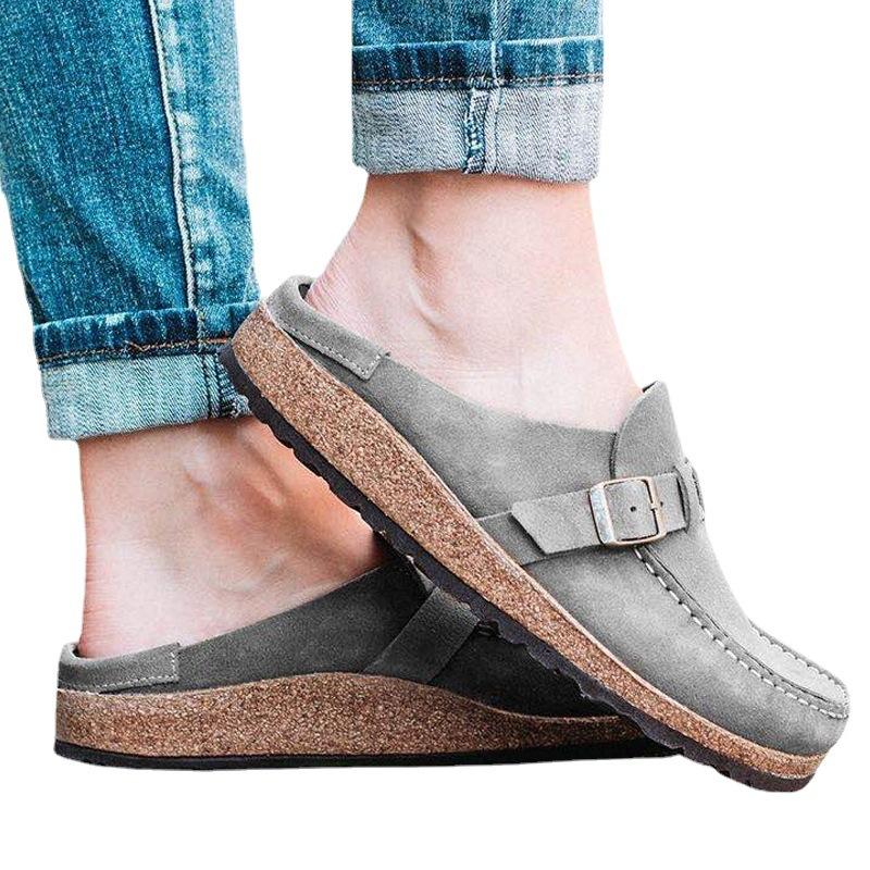 Plus Size 35-43 Shoes for Women Summer Fashion Women Suede Mules Slippers Men Clogs Cork Insole Outdoor Beach Slides Home Shoes
