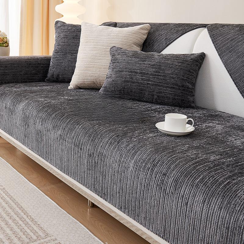 Univerzální celoroční žinylkový polštář na pohovku Moderní lehký luxus Všeobjímající univerzální potah Protiskluzová sedací souprava