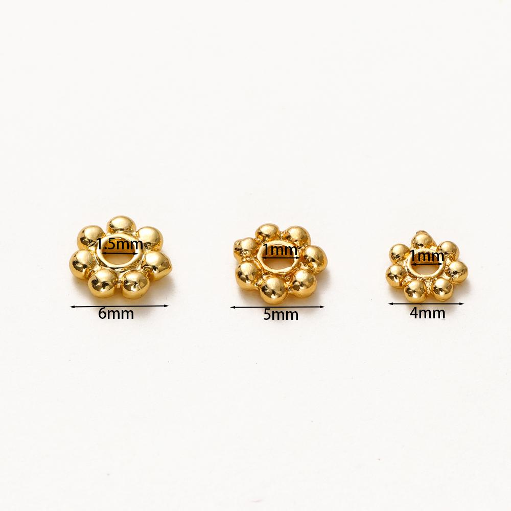 20pcs 14K 18K Gold Color Daisy Spacer Beads Mini Brass Spacer Beads Charms Pendants for DIY Bracelet Necklace Jewelry Making