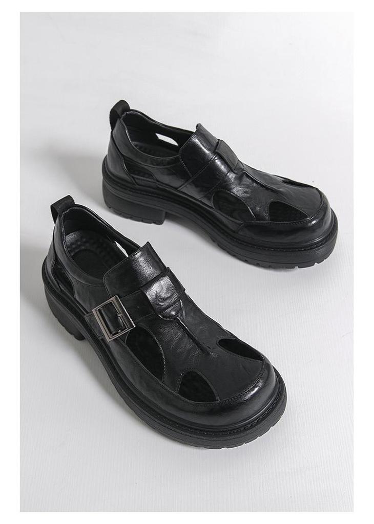 Men's Summer Casual Closed-Toe Perforated Sandals - Outdoor Business Buckle Design