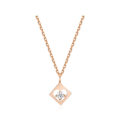 Tirrlirr Cube Heart Silver Pink Necklace Tnssvp13665S