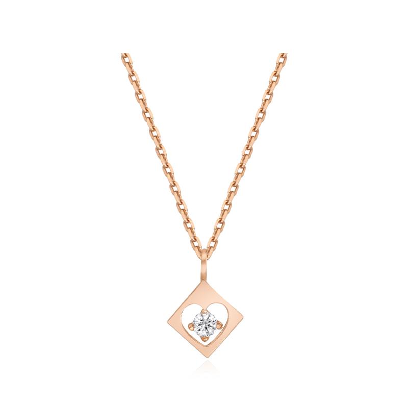 Tirrlirr Cube Heart Silver Pink Necklace Tnssvp13665S
