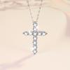 S925 Sterling Silver Women's Necklace Vintage Moissanite Pendant Guardian Peace Cross Collarbone Chain 2026