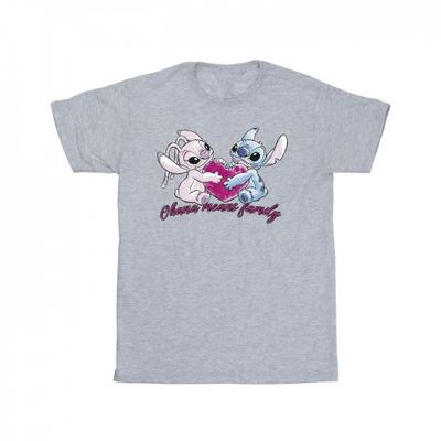 Girls Lilo And Stitch Ohana Heart With Angel Cotton T-Shirt