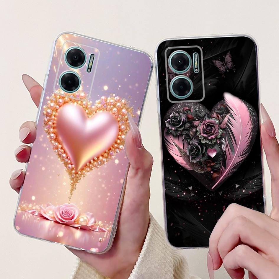 For Xiaomi Redmi Note 11E 5G Case Popular Flower Love Heart Soft Silicone Capa Back Cover For Xiaomi Redmi 10 11 Prime 5G Bumper