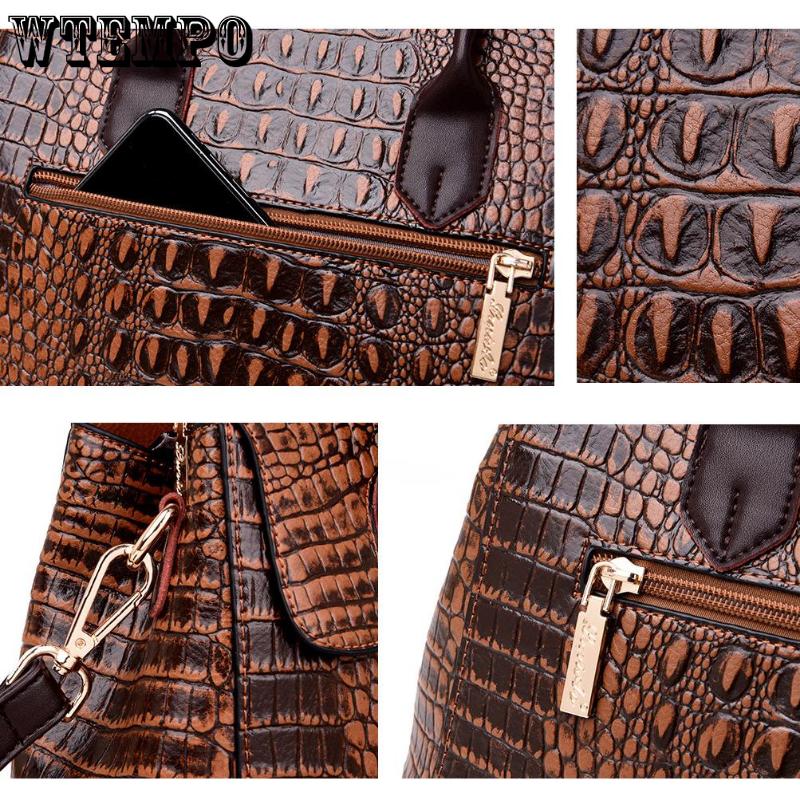 WTEMPO Torebki damskie ze skóry aligatora Projektantki damskie Messenger Torby na ramię Retro Tote