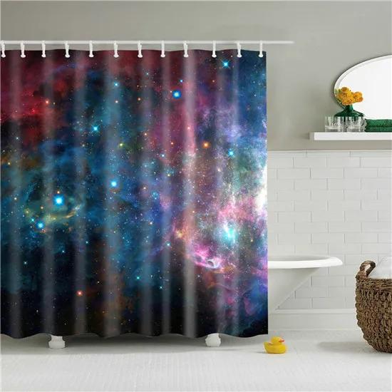 Beautiful Cosmic Starry Sky Scenic Astronomical Shower Curtains Frabic Waterproof Polyester Bathroom Curtains With Hooks 180X180