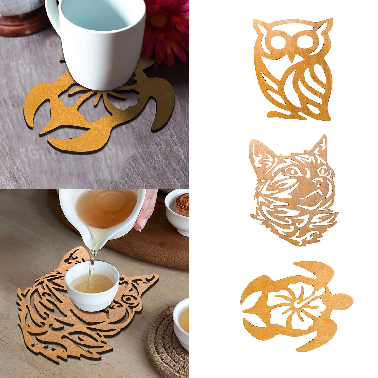 

Деревянные полые серии животных, симпатичные противоожоговые теплоизоляционные коврики, деревянные салфетки для обеденных столов и отелей