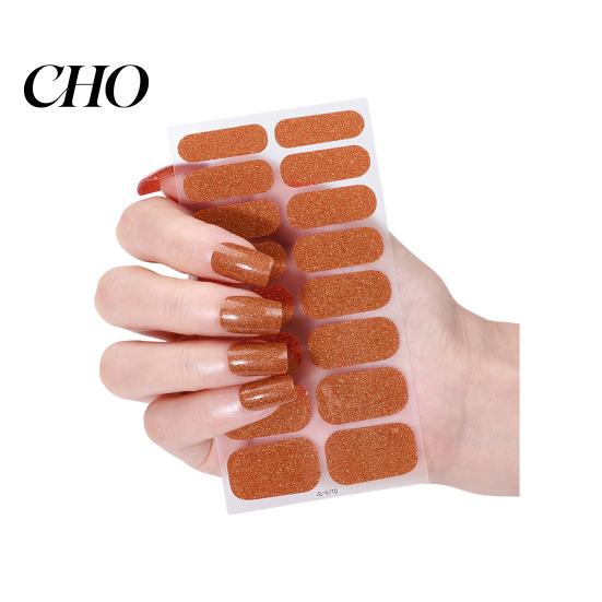 Nail Art Decal Glitter Polish Strips with File Easy Apply Remove Self Adhesive Women Strip Full Sticker Home Manicure DIY Decoration Wrap