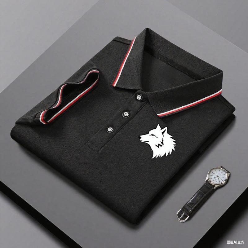 Polo Shirt Short Sleeve Lapel Button T-Shirt Men's Summer Polo Shirt Business High-end Explosion Light Luxury Office Solid Color