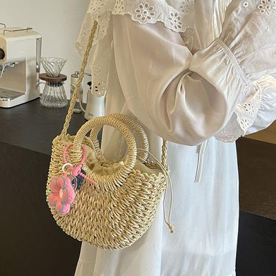 New Fashion Women Woven Bag Portable Basket Female Summer Popular Crossbody Straw Bag
