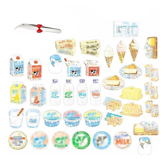 Miniaturní přepravní krabice sada samolepek s čipem samolepky na kelímky od zmrzliny samolepky s holografickou fólií opakovaně použitelné mini kartonové samolepky dárky pro milovníky tvoření