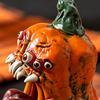Decorative Pumpkin Statues Halloween Evil Figurine, Ornament with Multi Eyes and Shape Fangs, Demon Resin Statue for Party Decoration Desktop