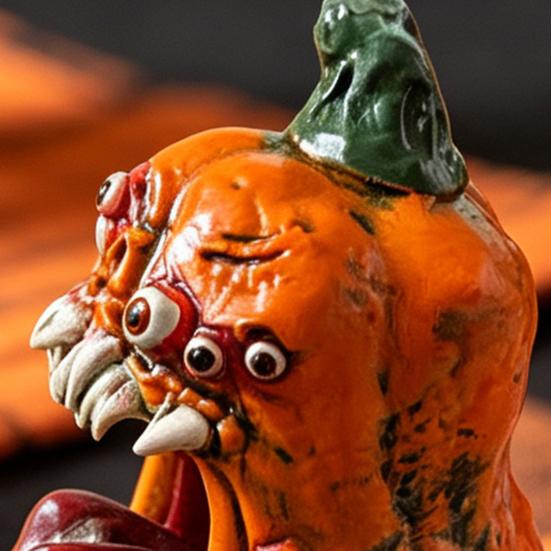 Decorative Pumpkin Statues Halloween Evil Figurine, Ornament with Multi Eyes and Shape Fangs, Demon Resin Statue for Party Decoration Desktop