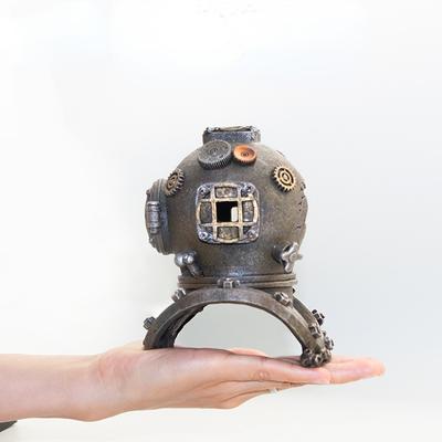 Casque de plongée en résine, épave d'aquarium de poissons, aménagement paysager, décoration créative, ornement à travers un abri de repos pour décor d'aquarium