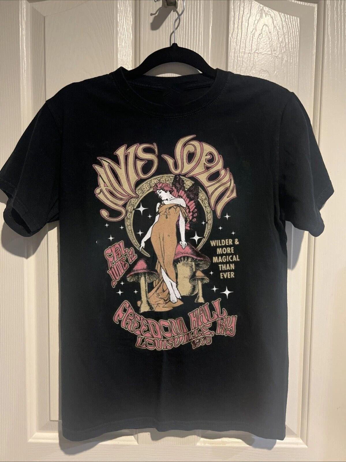 Janis Joplin Cotton Black Shirt Unisex Concert S to 5XL XL