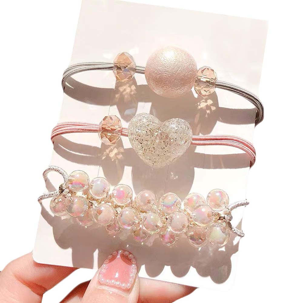Stylish Hair Ties, Hair Accessories, Hair Ornaments, Rubber Bands, Hair Arrangements, Beaded, Pearl-Like, Popular, Cute, Stylish (Pearl-Like 3-Piece