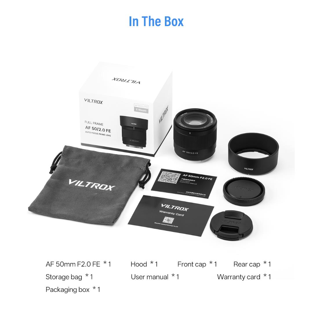 Viltrox AF 50mm F2.0 Air FE/Z Full Frame Lens Auto Focus Prime Cameras Lens For Nikon Z Sony FE Mount Mirrorless Mount Cameras for Sony E-mount（FE）