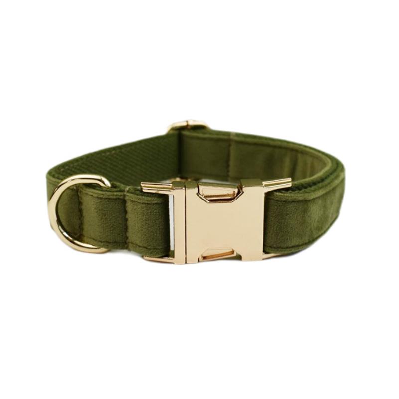 Army green flannel pet collar leash, dog chest strap, dog chain walking dog leash, dog neck strap. XS