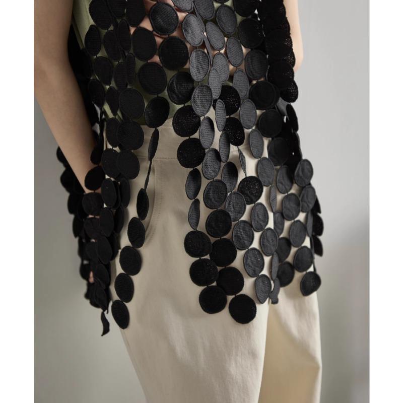 DIMANAF 2025 New T-Shirt Women Knitting Lace Vest Sleeveless Hollow Summer Style Basic Tops Loose