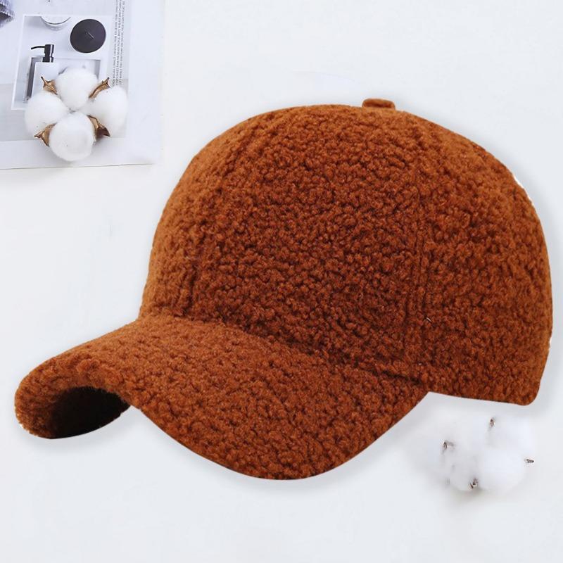 Autumn and Winter Lamb Wool Baseball Cap Warm Fashion Light Board Cap Embroidery Letter Hat