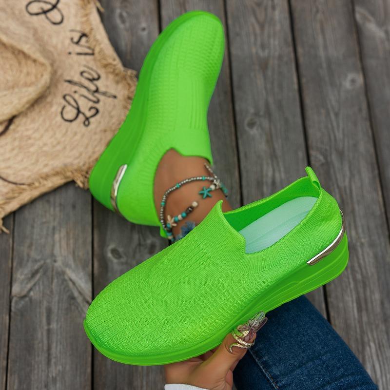 

Women’s Knit Mesh Slip-On Sneakers Platform Wedge Casual Shoes 44 зелений