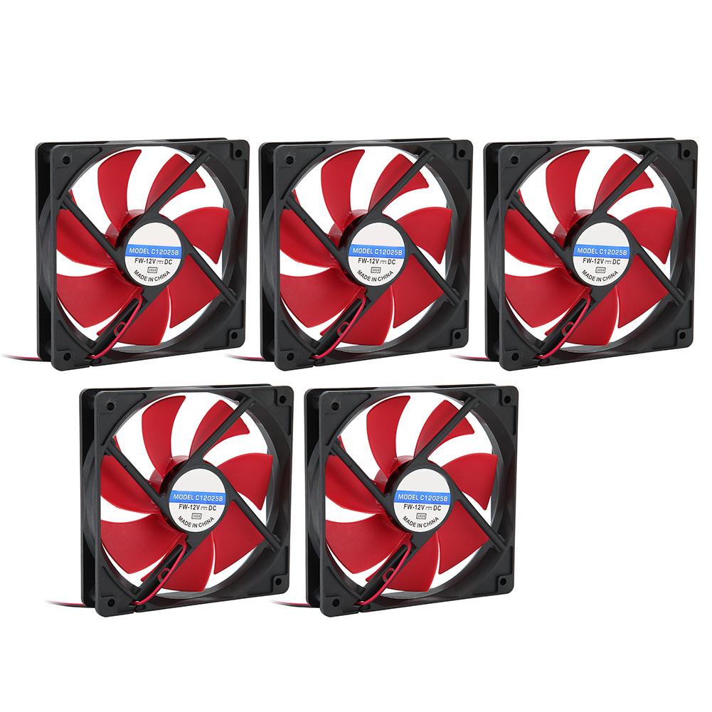 5Pcs Computer Power Cooling Fan Power Supply Cooler LED PC Chassis Fan Heat Sink 12V 12cm