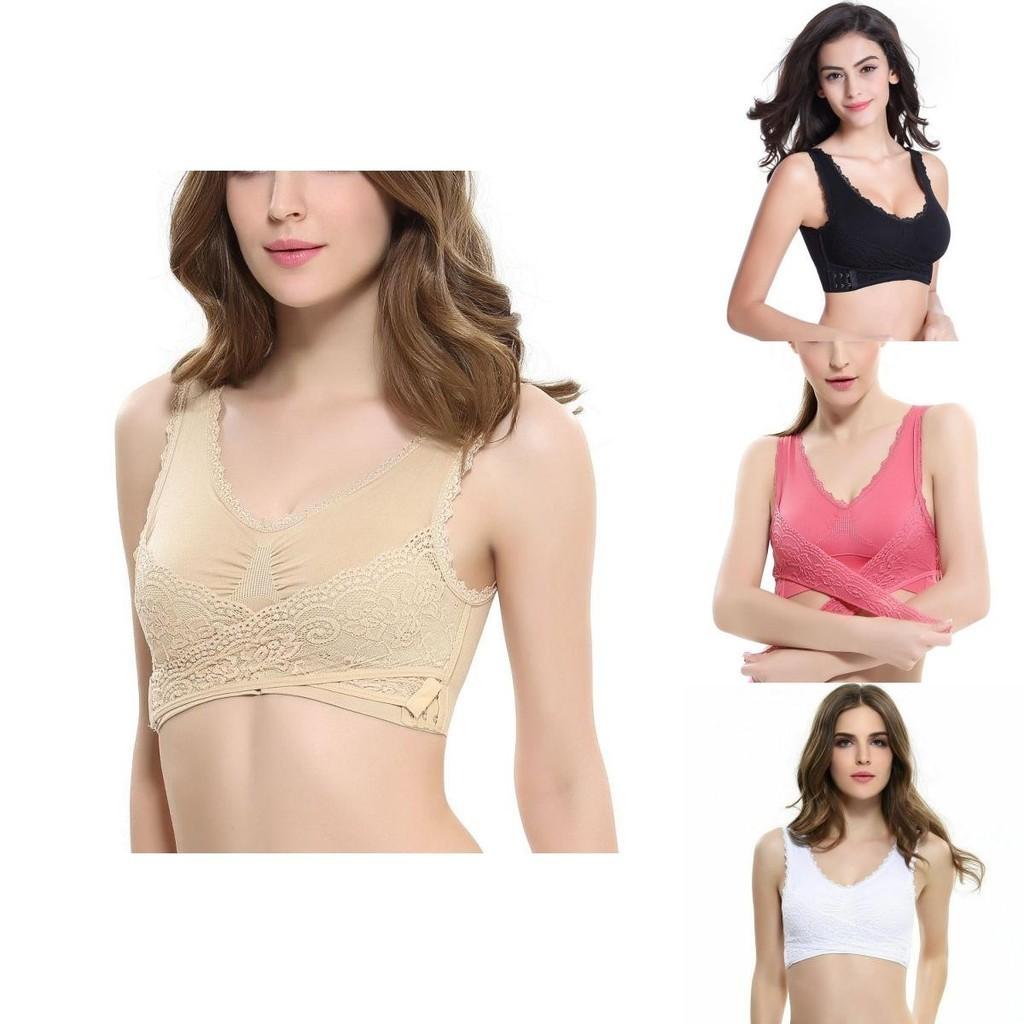 Women Lady Sexy Front Cross Adjustable Side Buckle Lace Vest Wireless Sport Bra For Ultimate Comfort And Style
