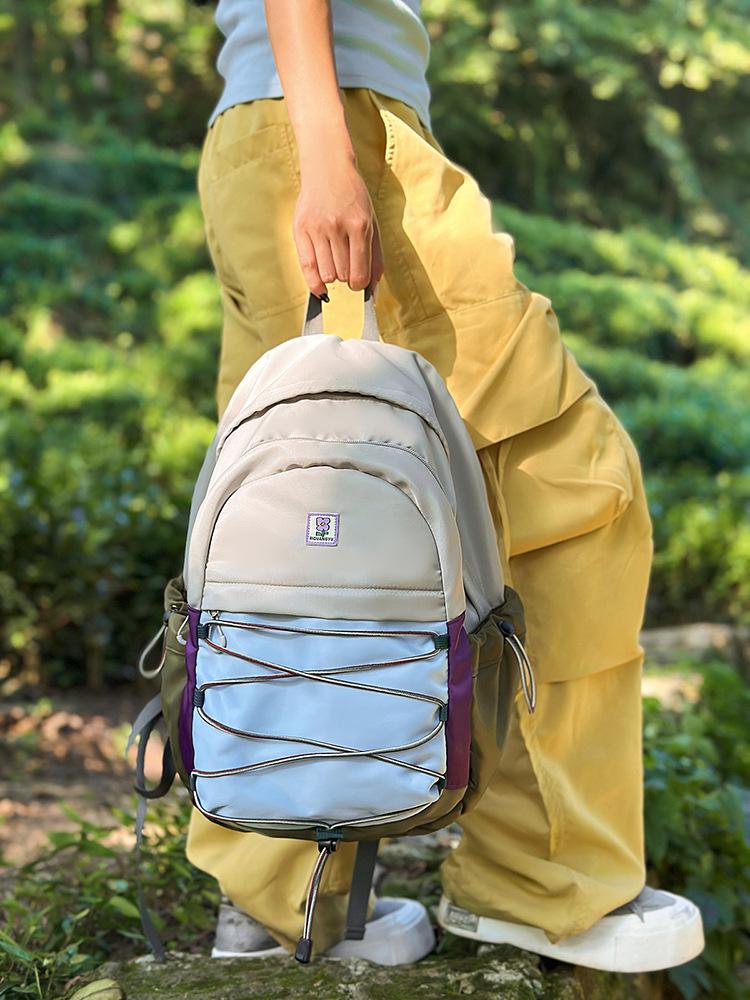 Schoolbag Lightweight Outdoor Mountaineering Bag Sports Versatile Backpack Women's Leisure Computer Bag Contrast Color College Student School Bag Tide